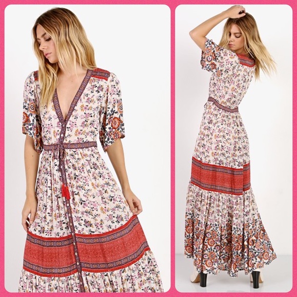 EUC Spell & The Gypsy Collective Rosewood Elle Gown Maxi Dress/Duster - Picture 1 of 17